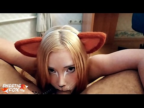 ❤️ キツネがチンポを飲み込み、口の中にザーメンを出す ️ セックスビデオ ❌️